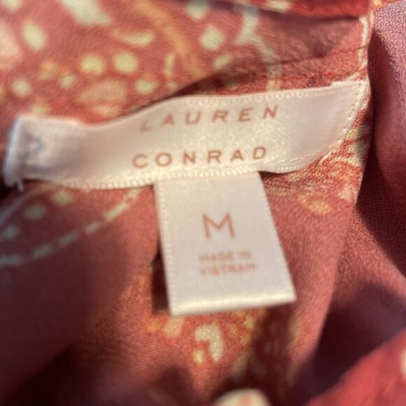 Lauren Conrad size M pleated neckline tie back dress burnt orange/sienna EUC - Picture 6 of 14